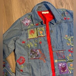 Coldwater Creek Embroided Vintage Jean Jacket